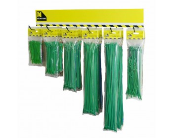 Rack of Green Cable Ties